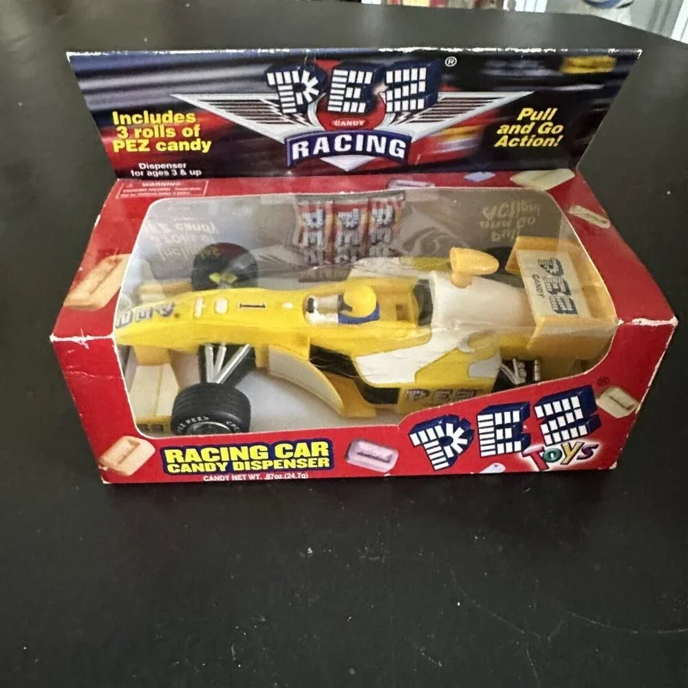 Pez Toys Racing Car Candy Dispenser Pull And Go Action Formula 1 Race Yellow